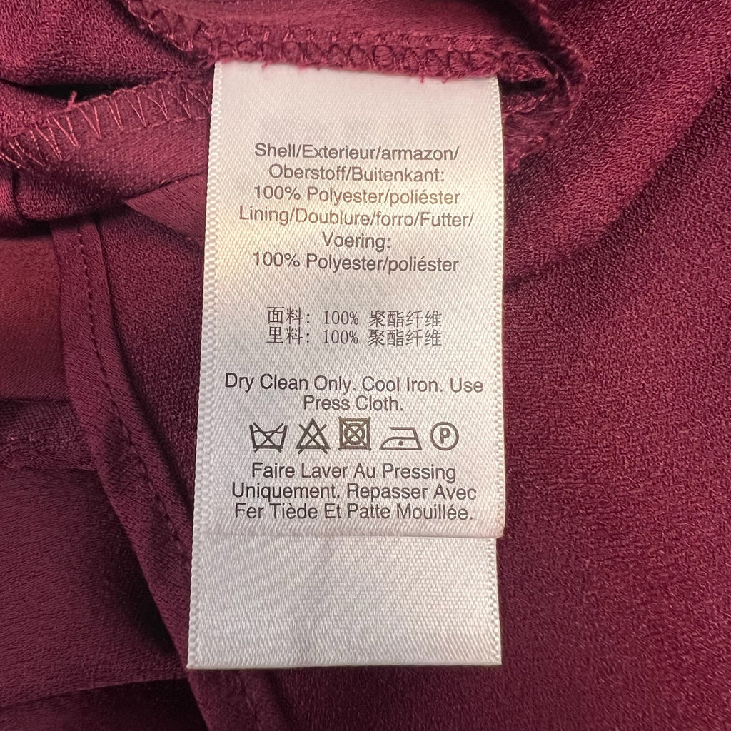 DKNY Women's Sleeveless Faux Wrap Midi Dress Size 6 Red Maroon Draped NWT