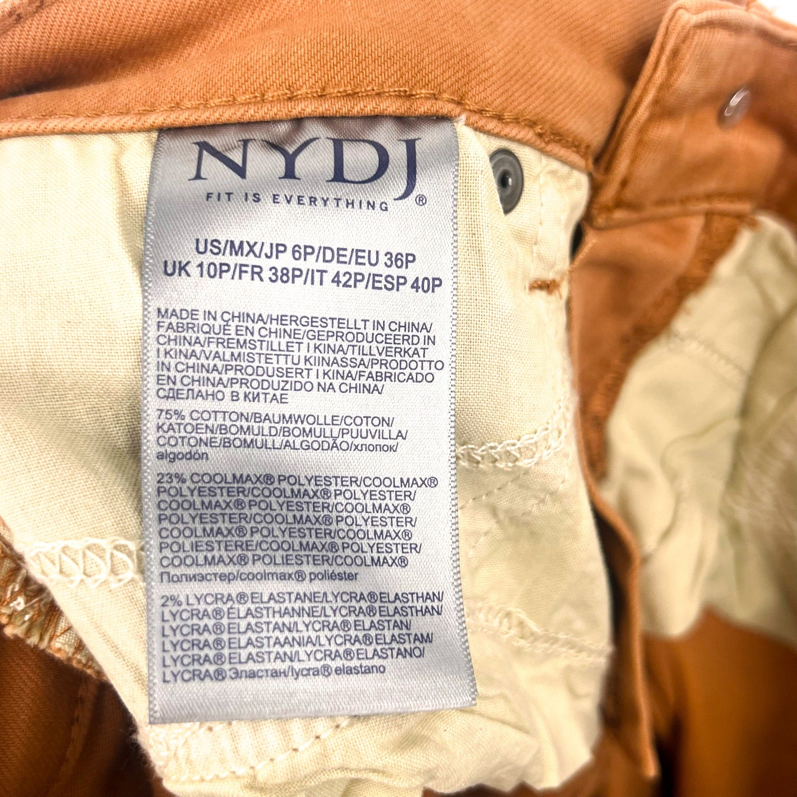 NYDJ Womens Margot Girlfriend Jeans Size 6 PETITE Rust Brown Straight Leg NWT