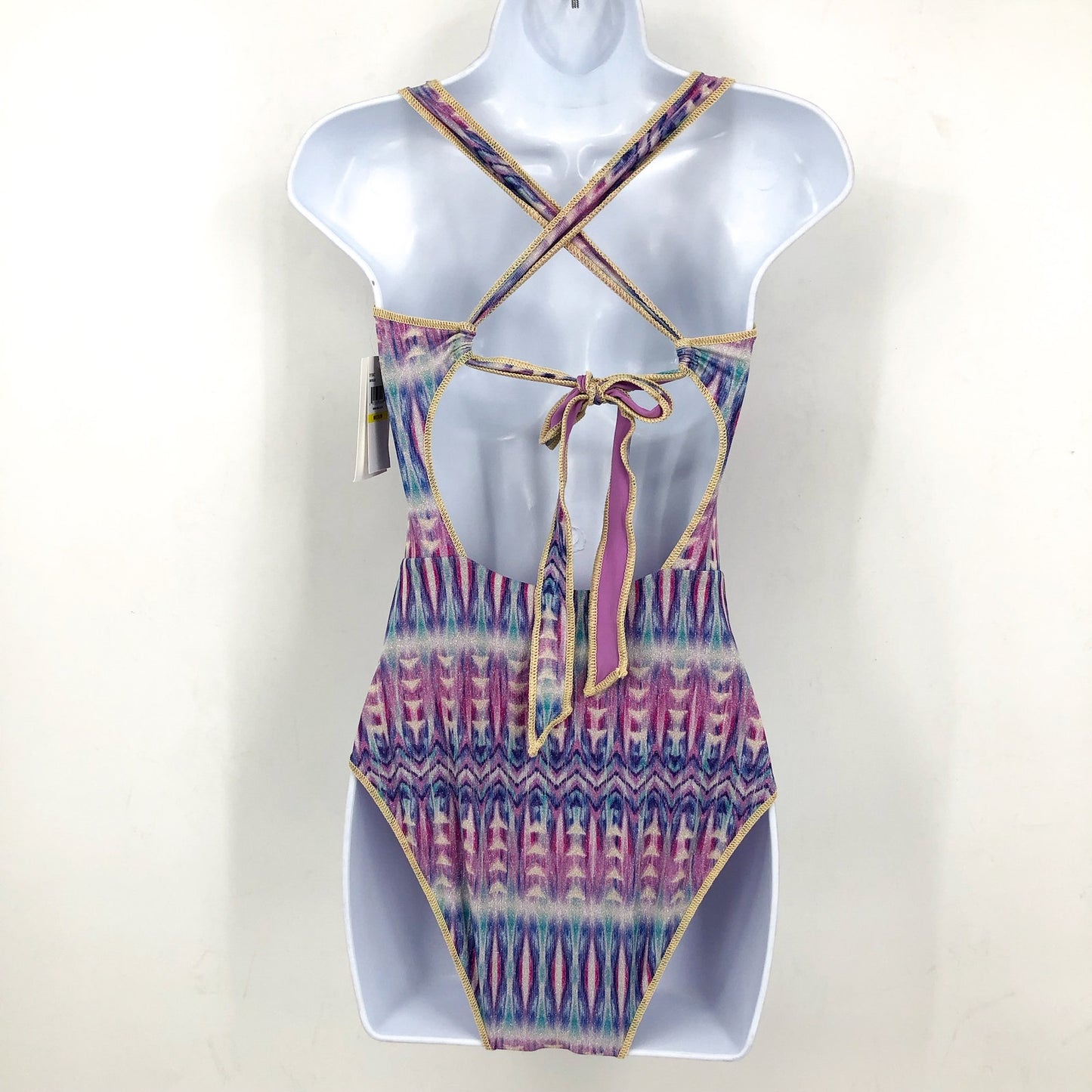 BECCA Women's Standard Tulum One Piece Swimsuit Large Purple Abstract Print NWT