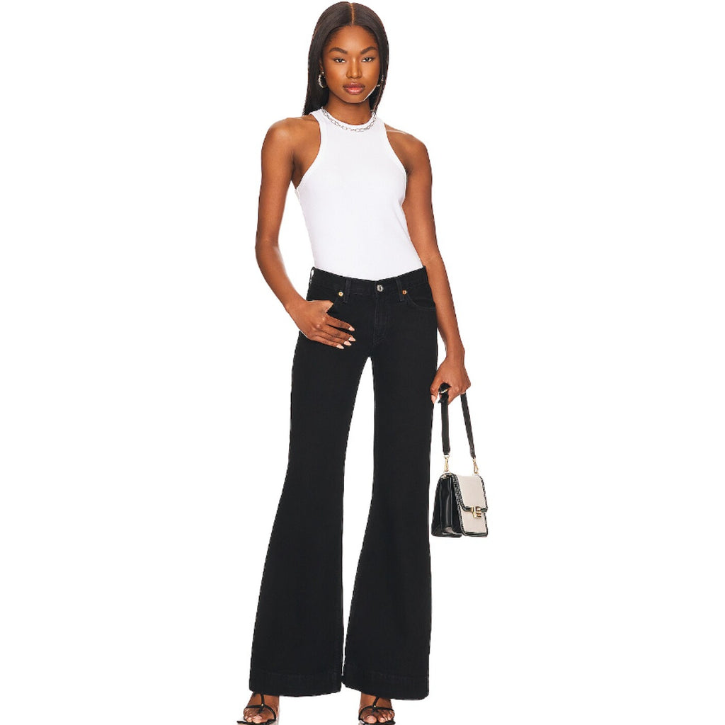 RE/DONE Womens Originals 70's Low Rise Bell Bottom Jeans Size 26 US 2 Black NWOT