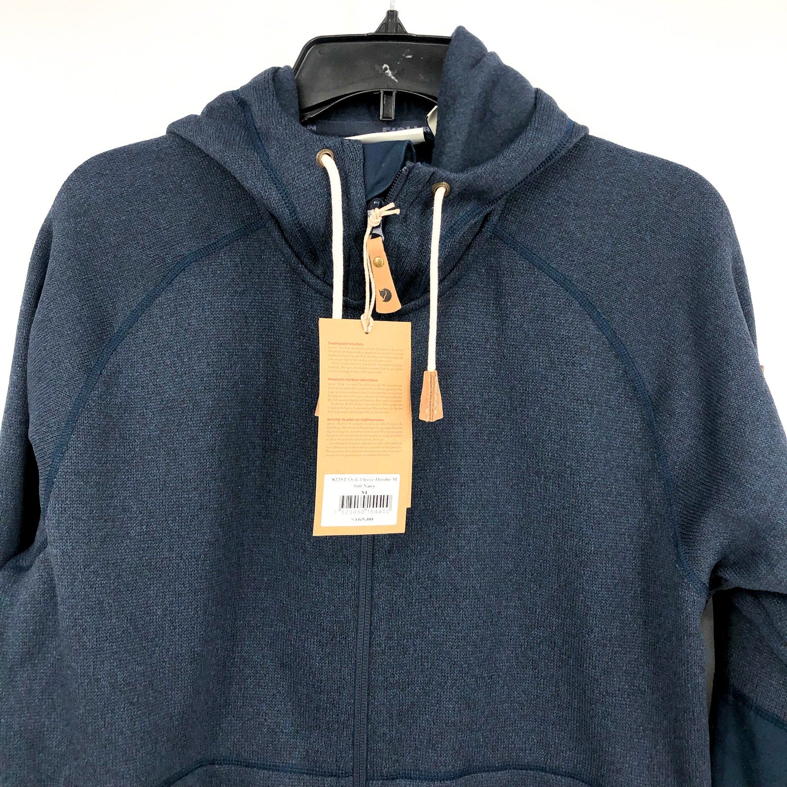 FJALLRAVEN Men's Ovik Fleece Hoodie Medium Navy Blue Jacket Full Zip NWT
