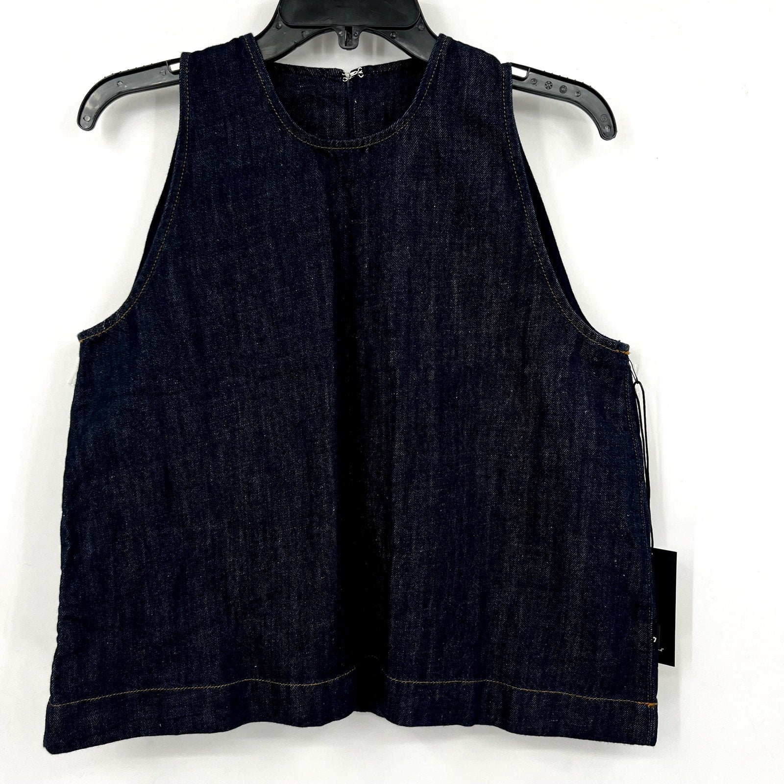 7 FOR ALL MANKIND Sleeveless Denim Top Medium Blueberry Cotton Linen NWT