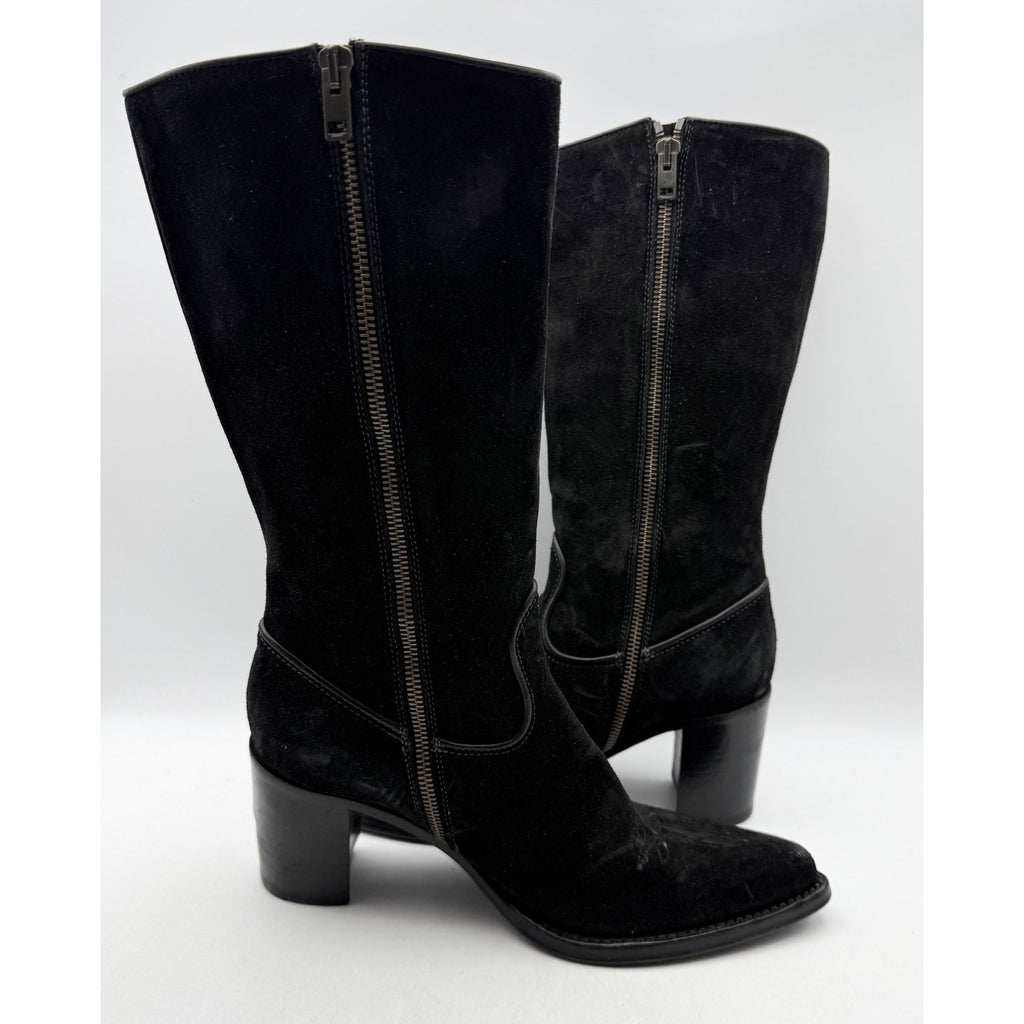 RE/DONE Womens 90s Western Knee High Boots EU 37 US 7 Black Suede EUC