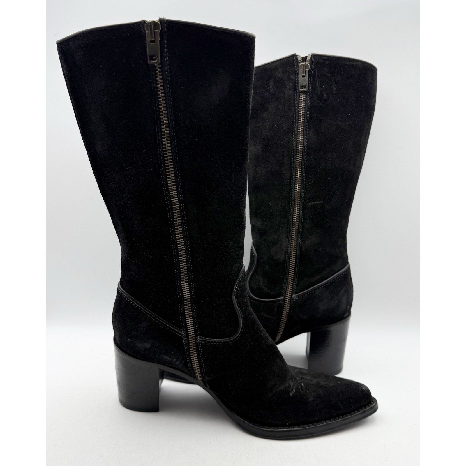 RE/DONE Womens 90s Western Knee High Boots EU 37 US 7 Black Suede EUC