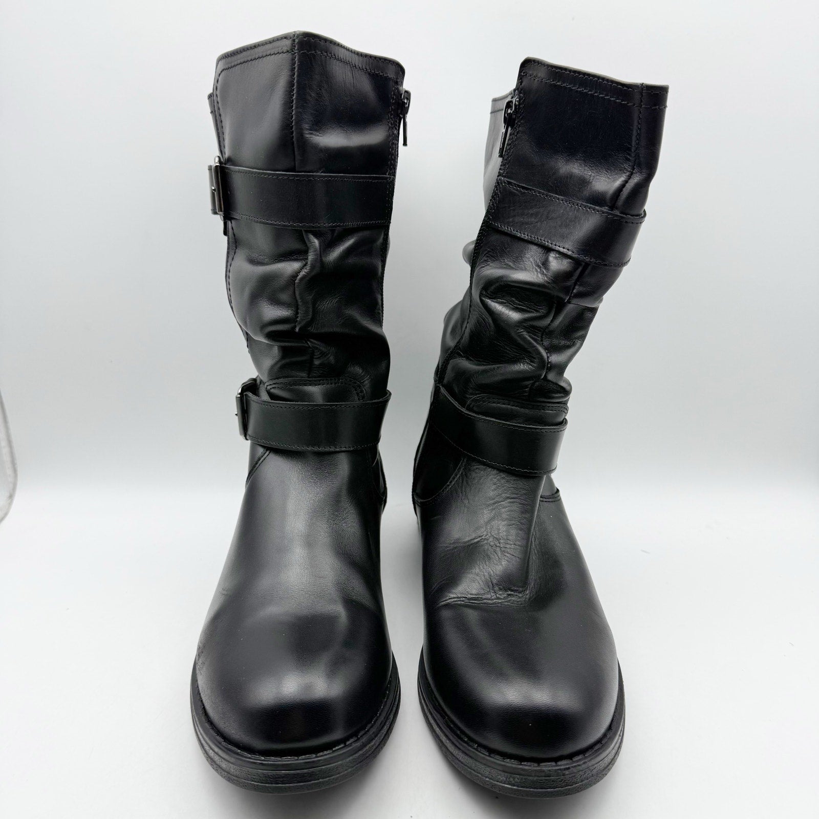 Eric Michael Womens Noelle Motorcycle Boots EU 42 US 11.5-12 Black Leather NWOB