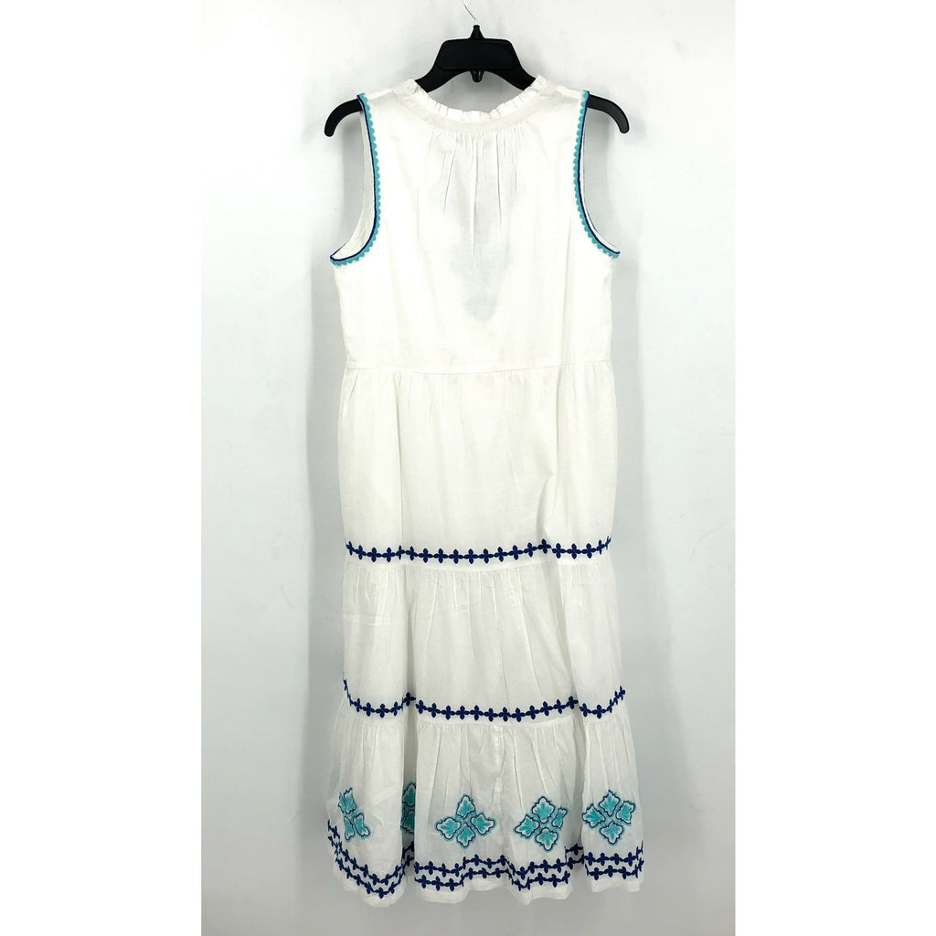 TOMMY BAHAMA Shell Beach Tiered Maxi Dress Small White Embroidered Cover-Up NWT