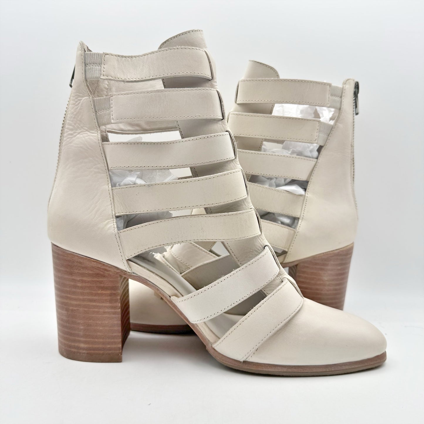 Vintage Foundry Womens Vivi Heel Sandals US 8.5 EU 39 Ivory Leather NWOB