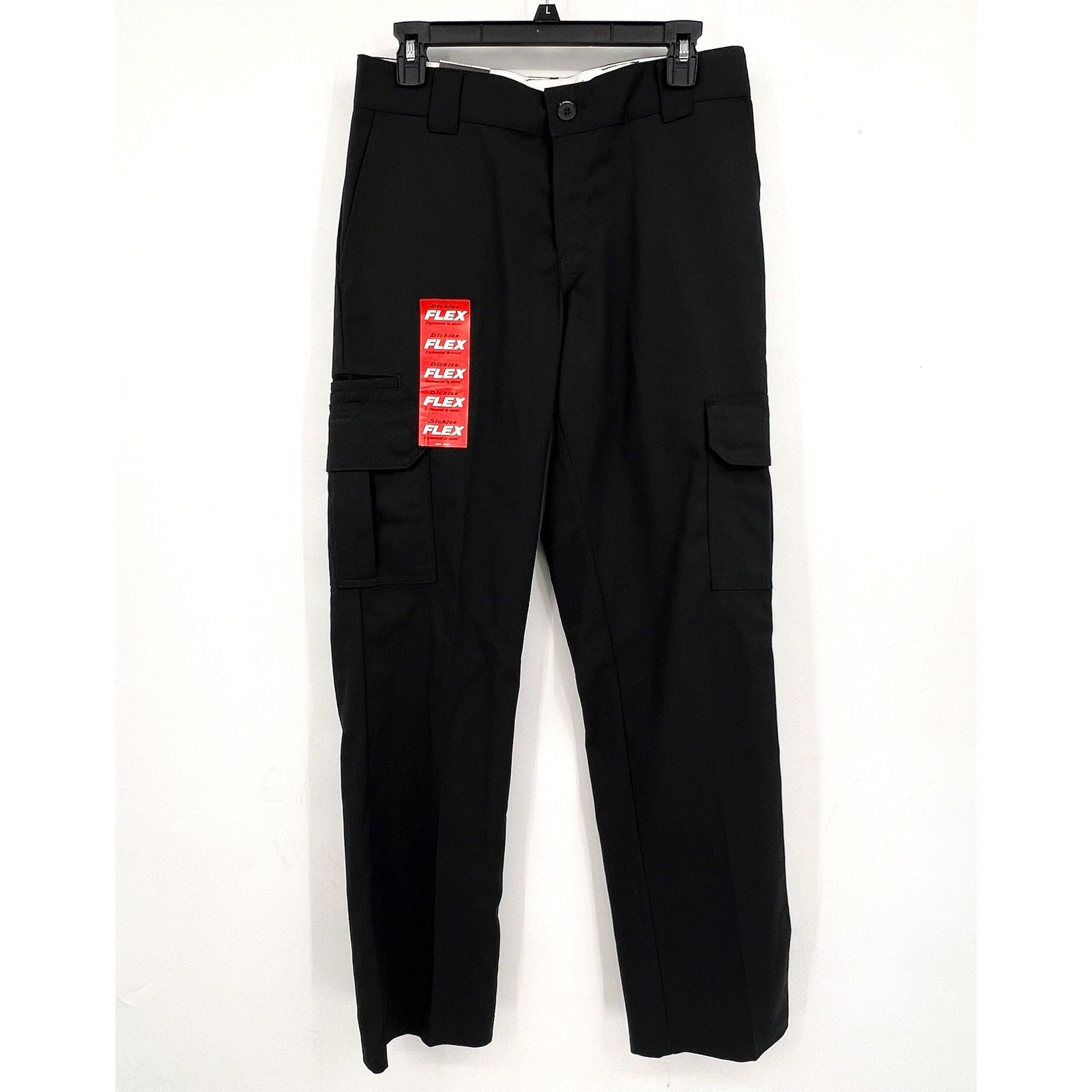 DICKIES Men's FLEX Regular Fit Cargo Pants 30x32 Black Stretch Straight Leg NWT