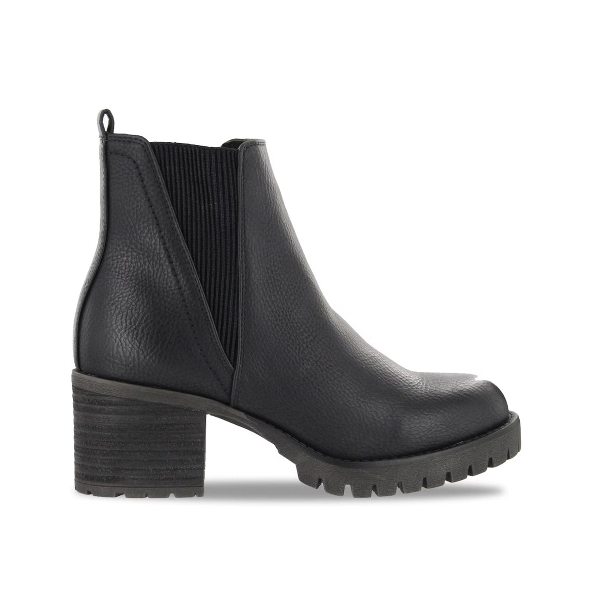MIA Women's Jody Chelsea Boots Size 9 Medium Black Vegan Leather Lug Sole NIB