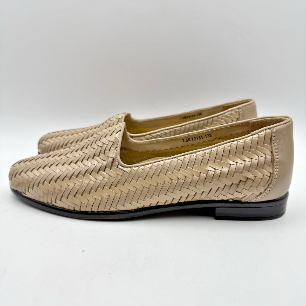 Trotters Womens Liz III Loafers 7.5 NARROW Brown Woven Leather Slip-On NWOB
