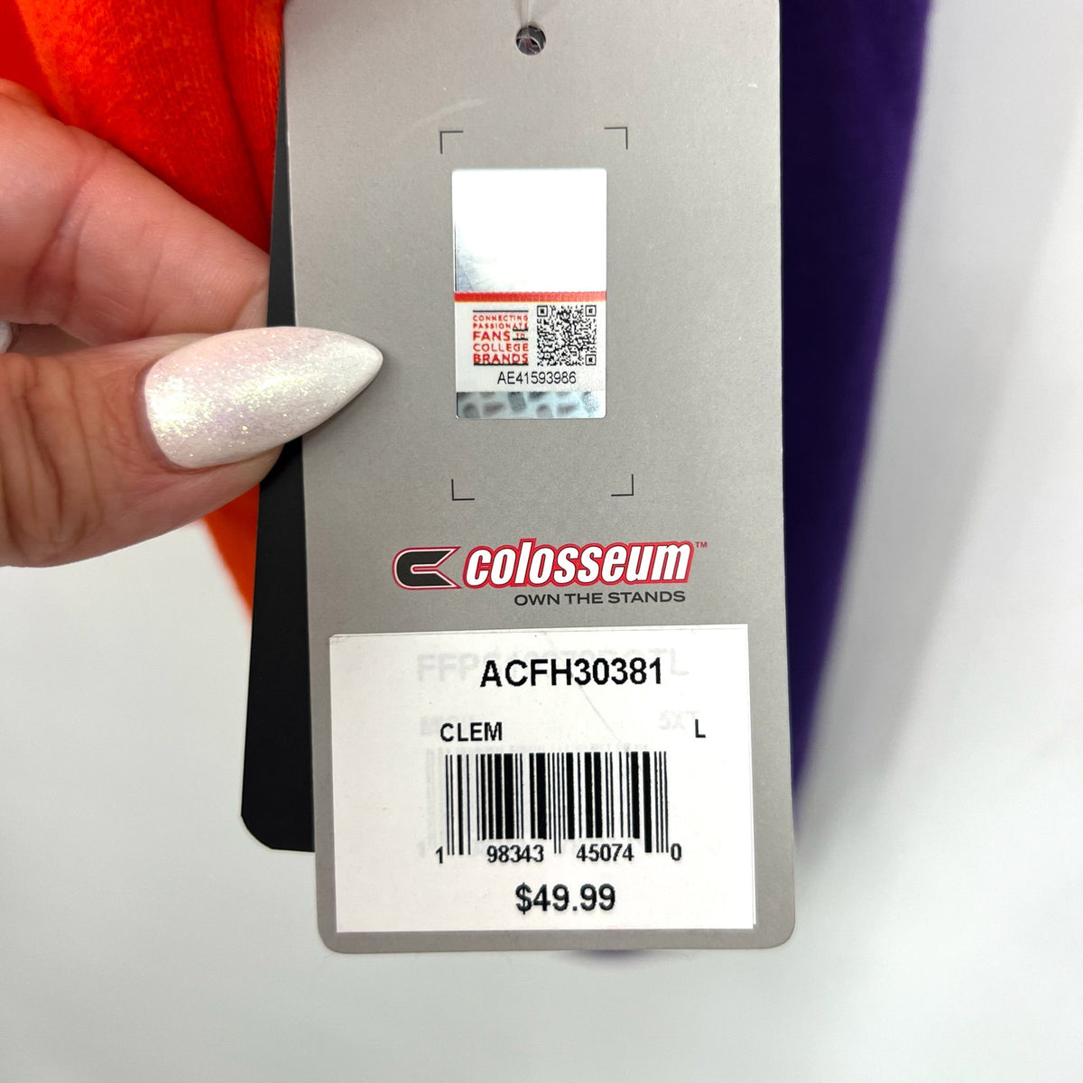 COLOSSEUM Womens Clemson Tigers Hoodie Large Orange Purple Sweatshirt NWT