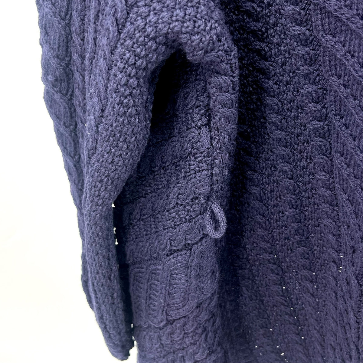 ARAN CRAFTS Women's Waterfall Shawl Cardigan XL Navy Blue Merino Wool NWOT