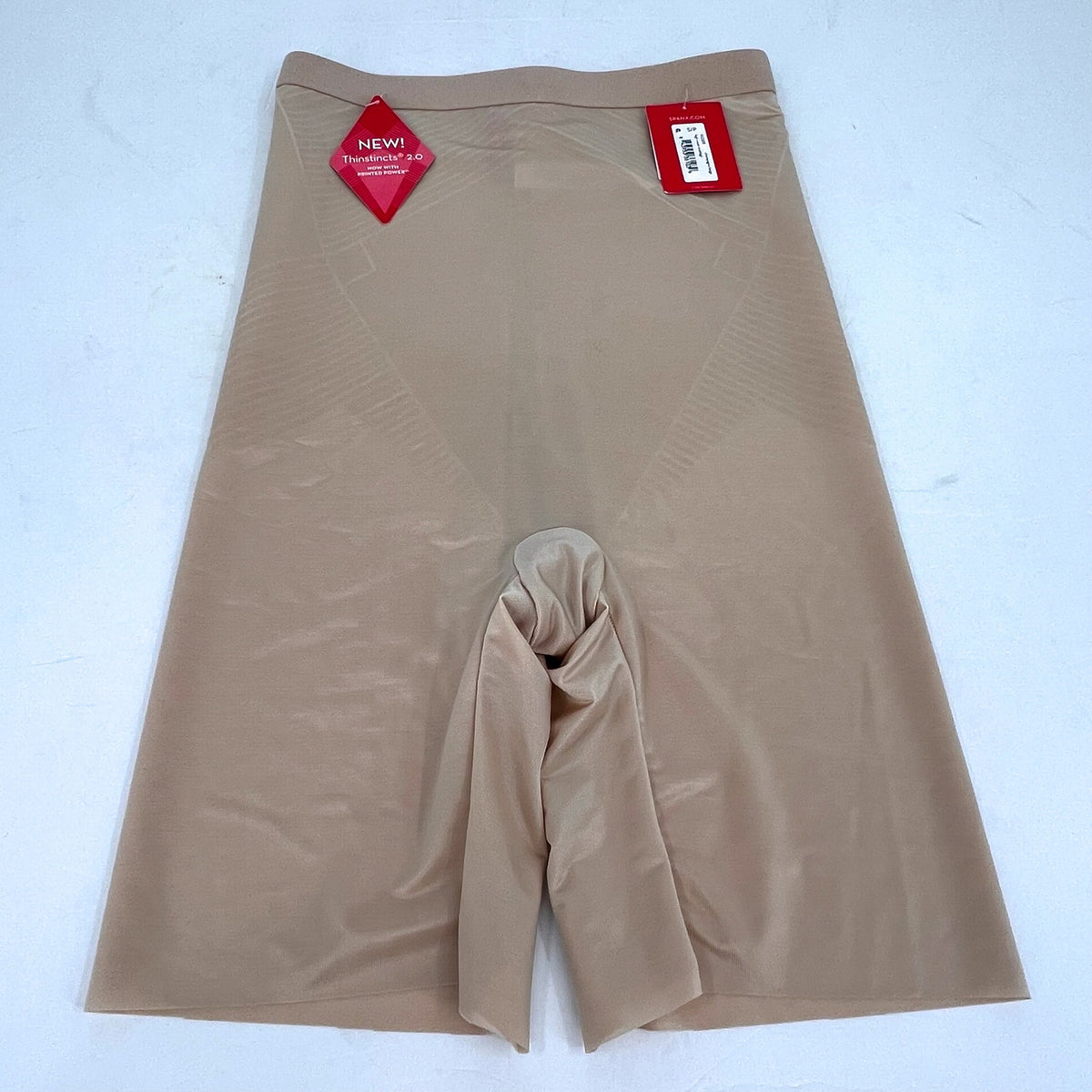 SPANX Invisible Shaping High Waisted Mid Thigh Shorts Small Champagne Beige NWT