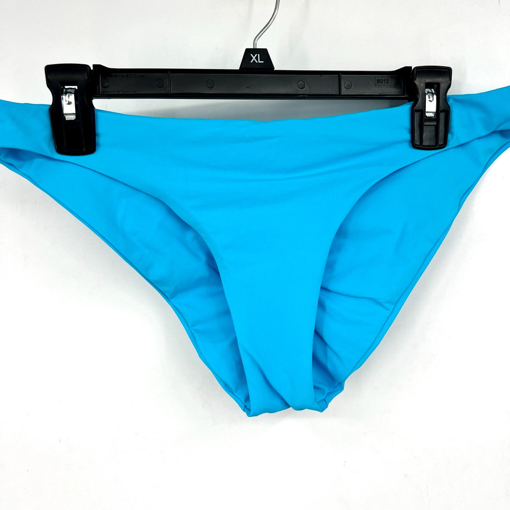 BECCA Women's Garden of Eden Shirred Hipster Bikini Bottom Large Pool Blue NWT
