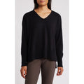 EILEEN FISHER Women's V-Neck Sweater Medium Black Cotton Cashmere NWT