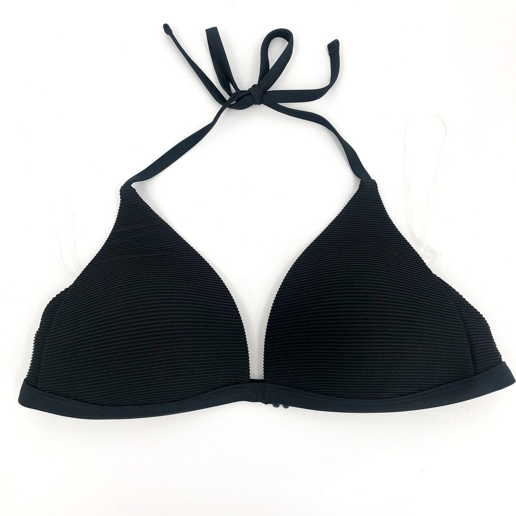 PRANA Women's Lexie Halter Bikini Top Medium Black Ottoman UPF 50+ NWT