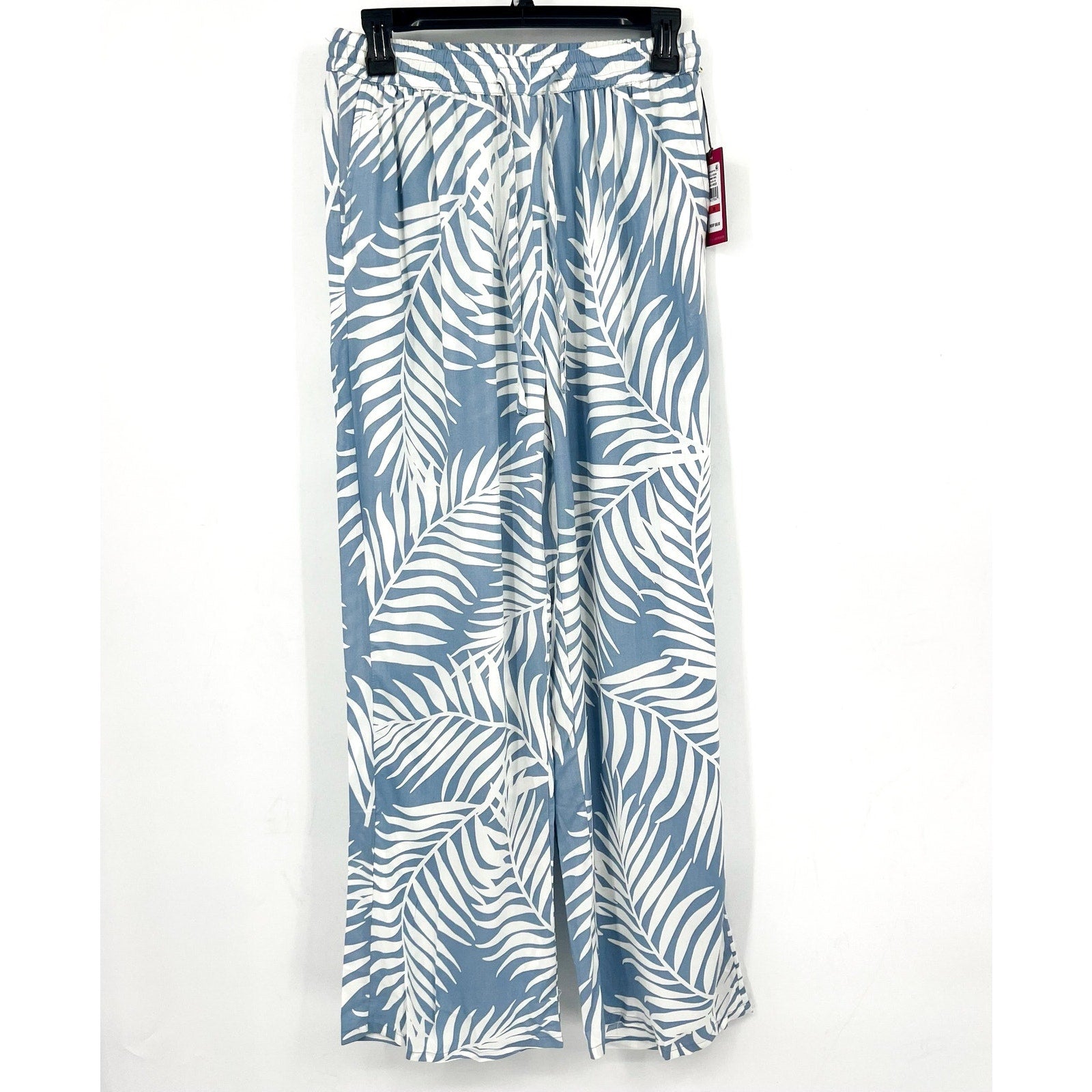 VINCE CAMUTO Women's Wide Leg Print Pants XS Blue White Pull On Lake Breeze NWT