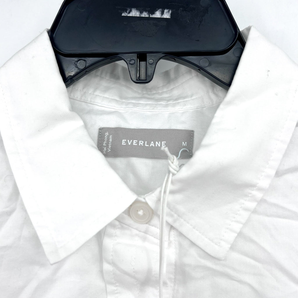 EVERLANE Womens The Way-Short Shirt in Silky Cotton Medium White Long Sleeve NWT