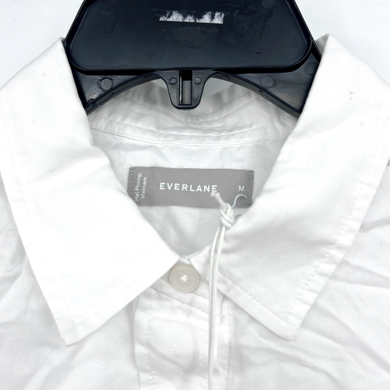 EVERLANE Womens The Way-Short Shirt in Silky Cotton Medium White Long Sleeve NWT