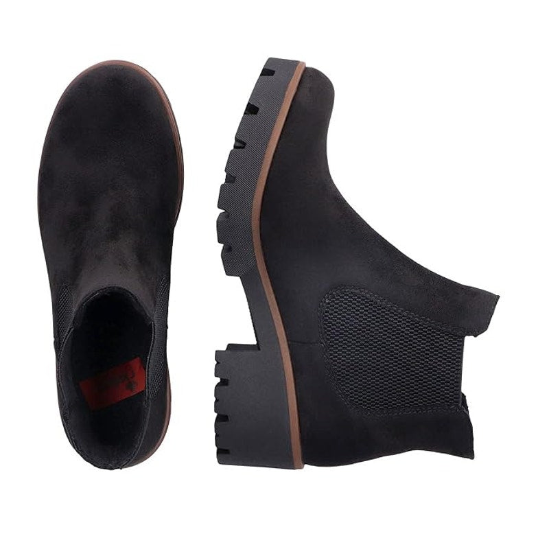 Rieker Womens Amalia 65 Chelsea Ankle Boots EU 40 US 8.5 Black Vegan Suede NIB