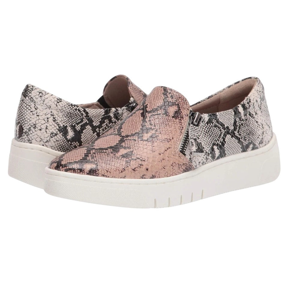 Naturalizer Womens Hawthorn Sneakers Size 7.5 Wide Tan Snake Leather Slip On NIB