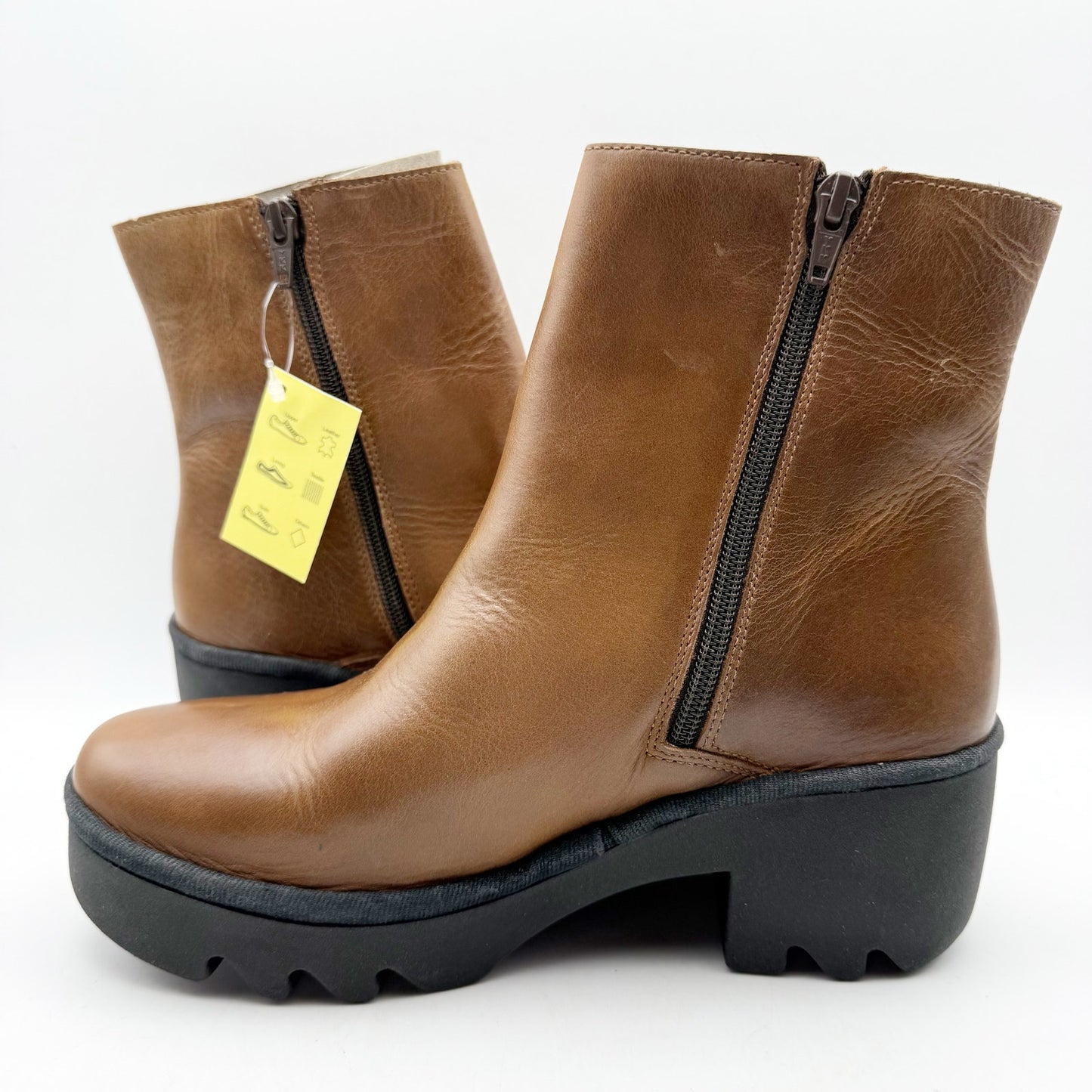 FLY LONDON Womens Toor513FLY Boots EU 39 US 8-8.5 Brown Leather Ankle NIB