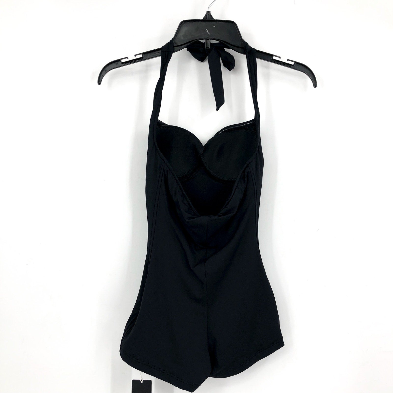 SEAFOLLY COLLECTIVE Women's Boyleg One Piece Swimsuit Size 8 Black Halter NWT