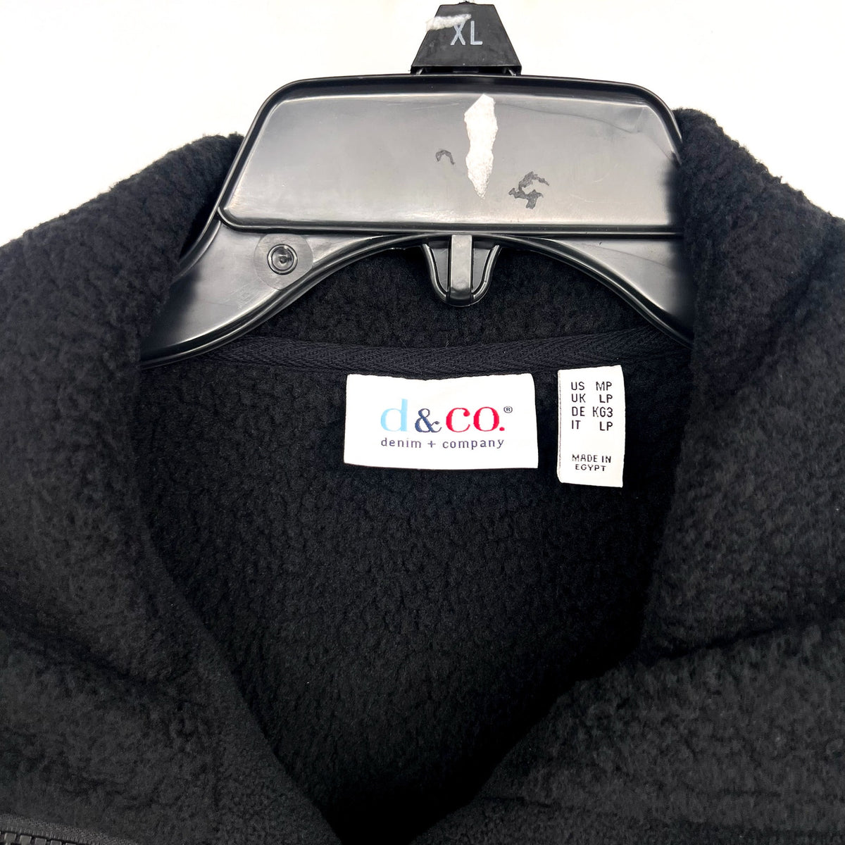 DENIM & CO. Women's Fleece Bonded Sherpa Jacket Medium Petite Black NWOT