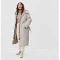 Everlane Womens The Duvet Down Puffer Coat Medium Cream Down Long Belted NWT