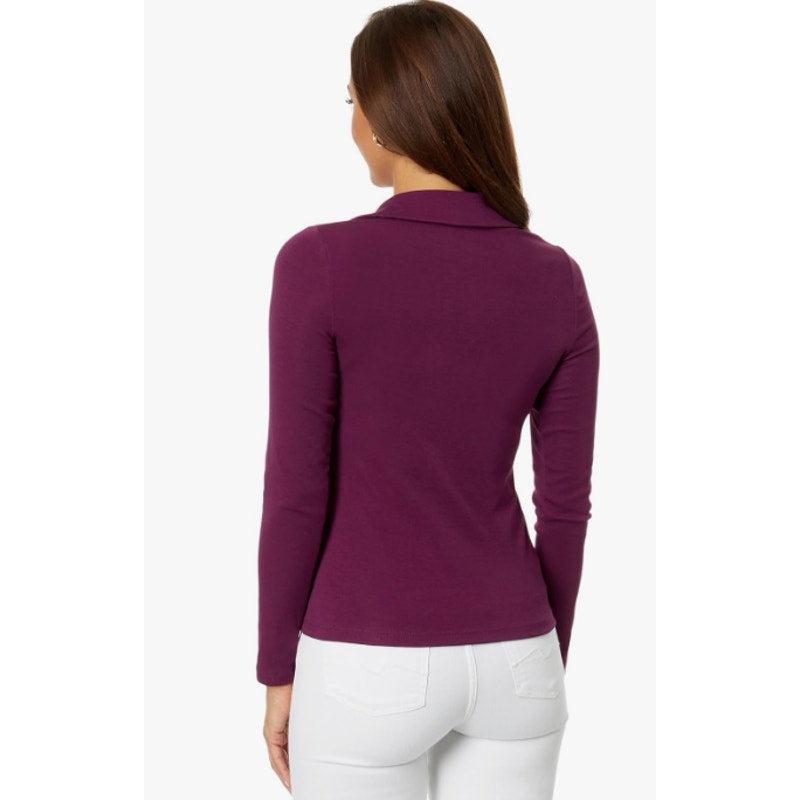 LILLY PULITZER Womens Reema Long Sleeve Polo Top Small Purple Amarena Cherry NWT