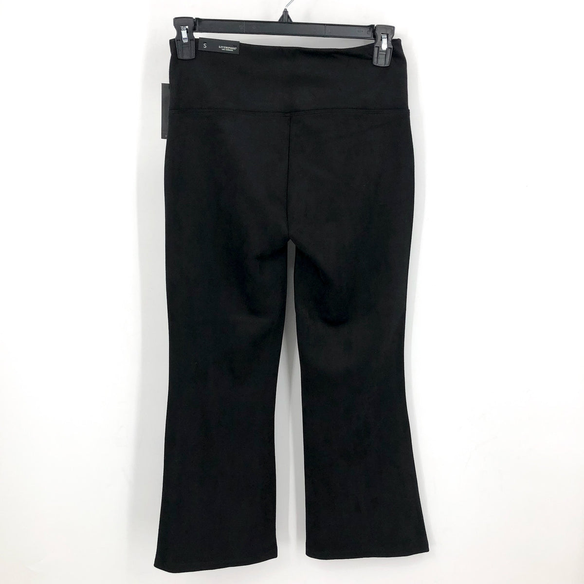 LIVERPOOL Women's Pearl Pull-On Faux Suede Flare Pants Small Black Stretch NWT