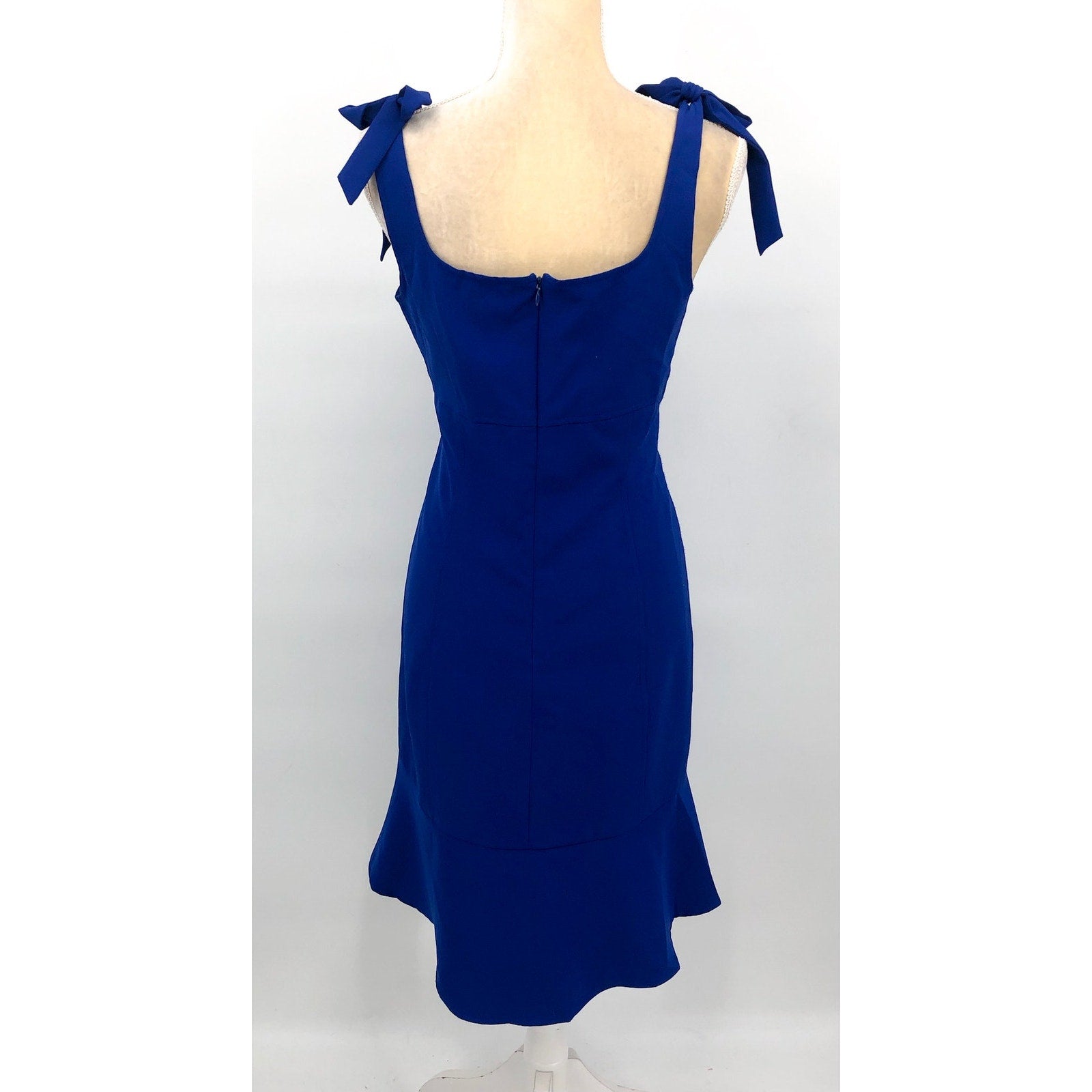 JULIA JORDAN Women's Shoulder Tie Ruffle Hem Sheath Dress Size 6 Royal Blue NWOT