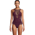 BECCA Muse Macie One Piece Swimsuit Large Purple High Neck Mesh Overlay NWT