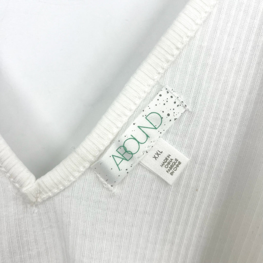 ABOUND Womens Double V-Neck Ribbed Crop Tank Top XXL White Stretch NWT