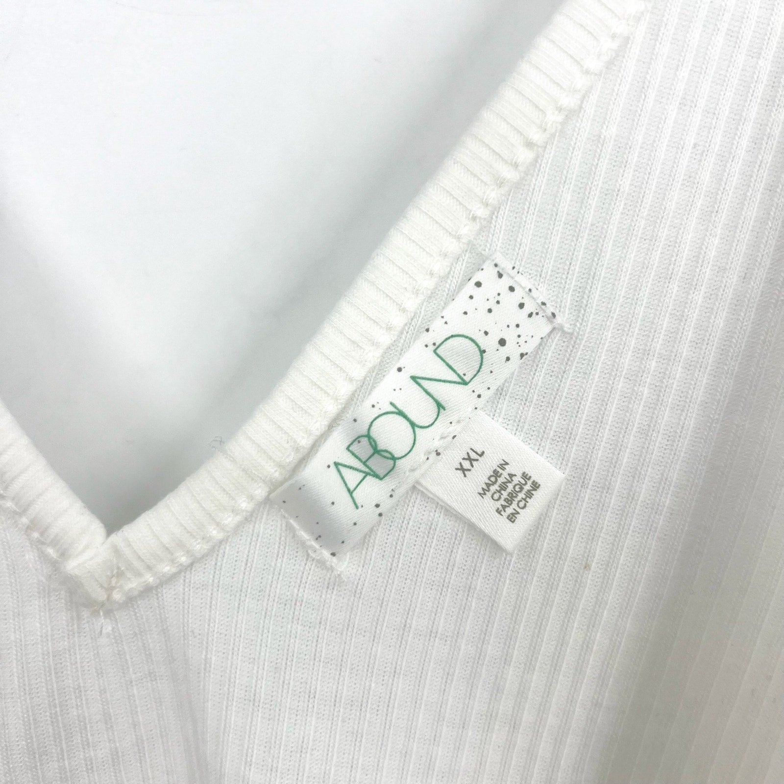 ABOUND Womens Double V-Neck Ribbed Crop Tank Top XXL White Stretch NWT