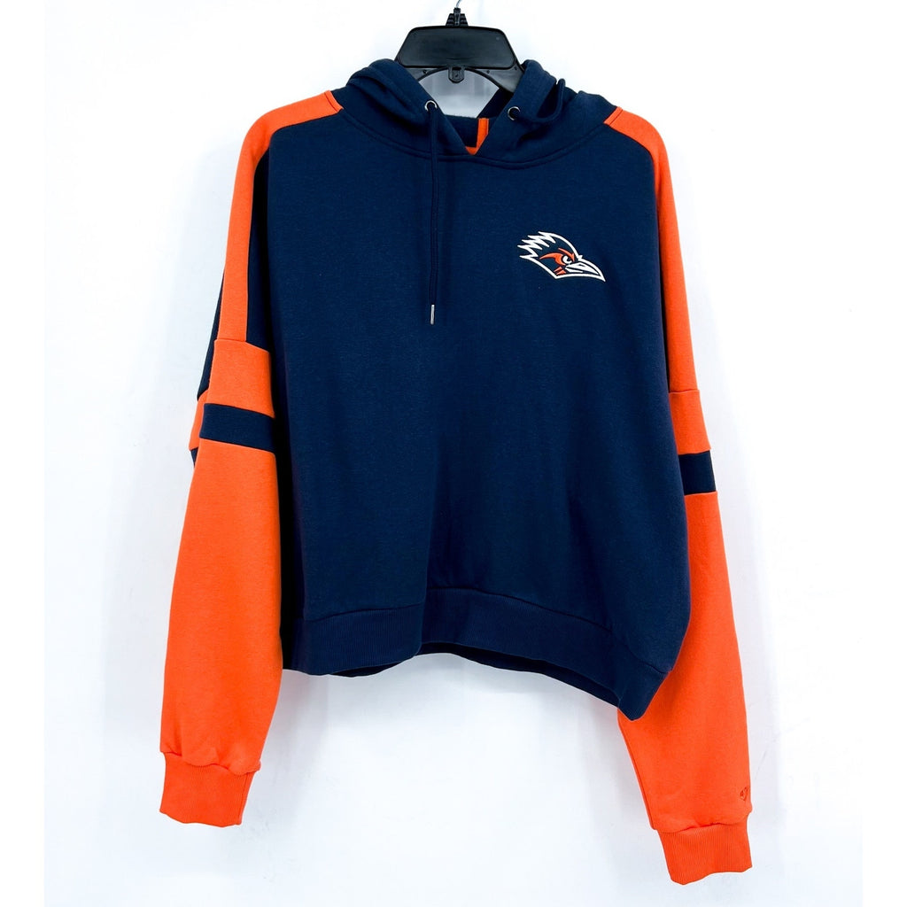 COLOSSEUM Womens UTSA Roadrunner Hoodie Large Navy Blue Orange Sweatshirt NWT
