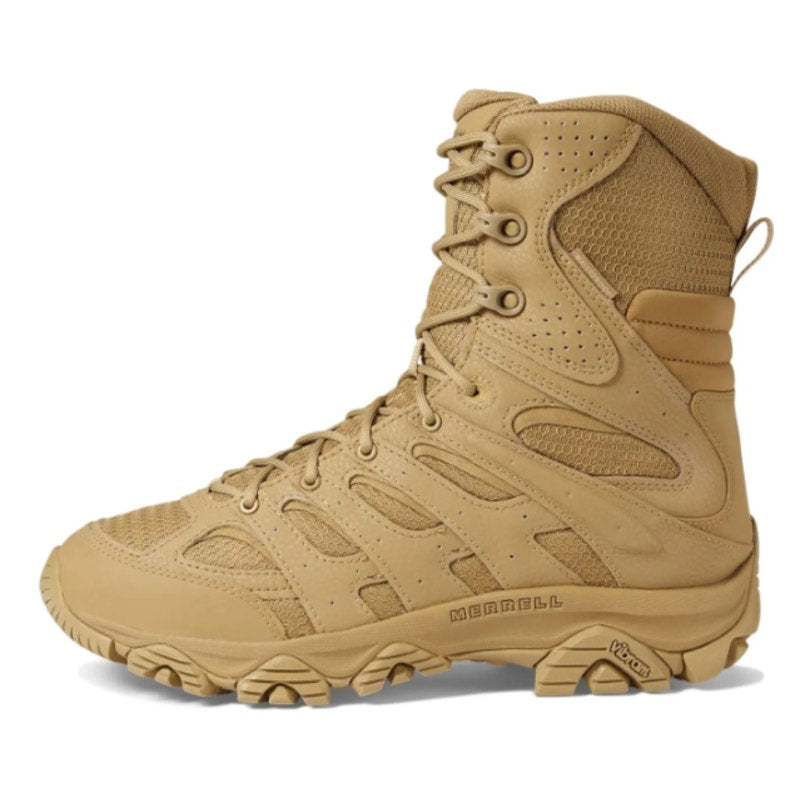Merrell Work Moab 3 8" Tactical Zip Boots Mens 6.5 Womens 8 Tan Leather WP NIB