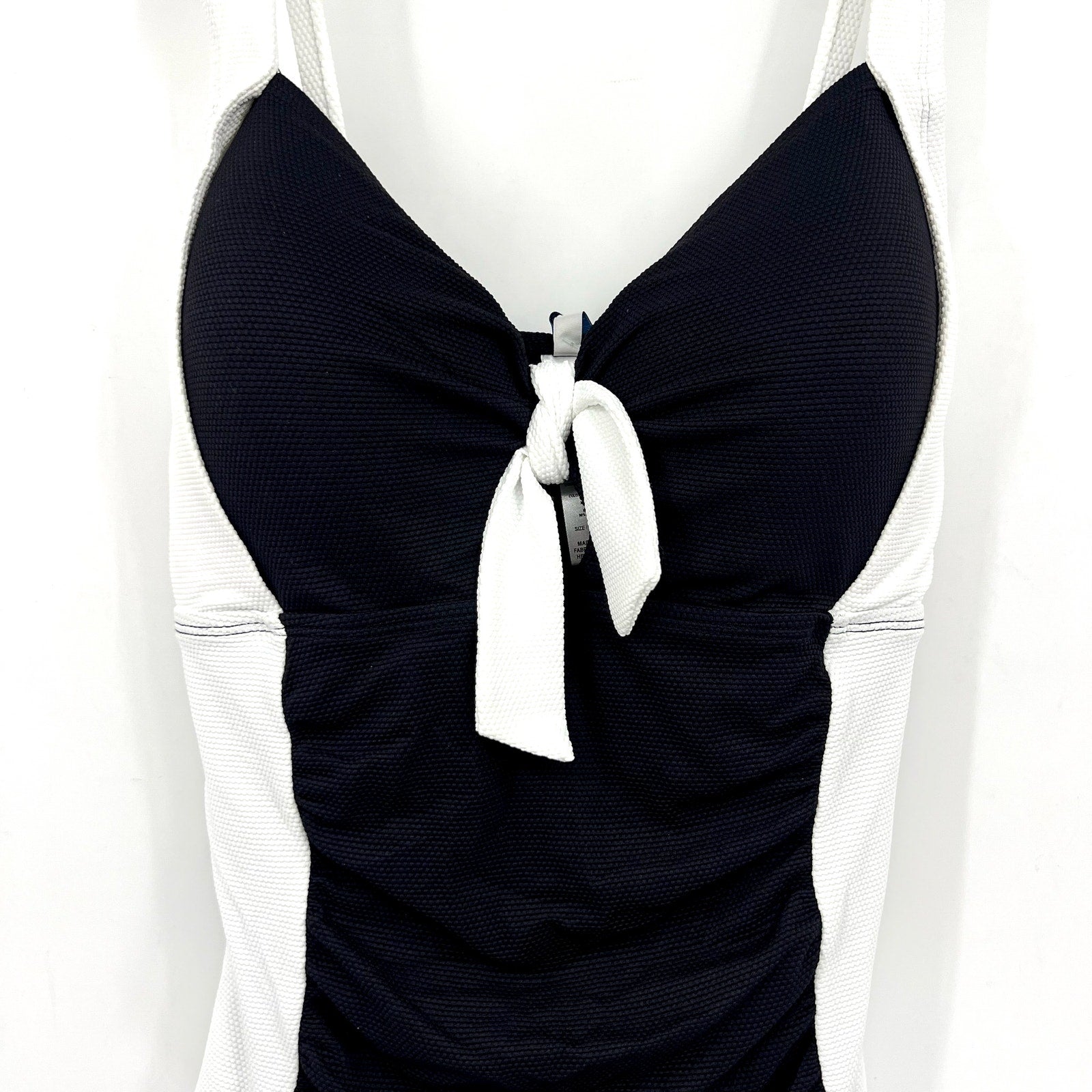 TOMMY BAHAMA Island Cays One-Piece Swimsuit Size 16 White Black Colorblock NWT