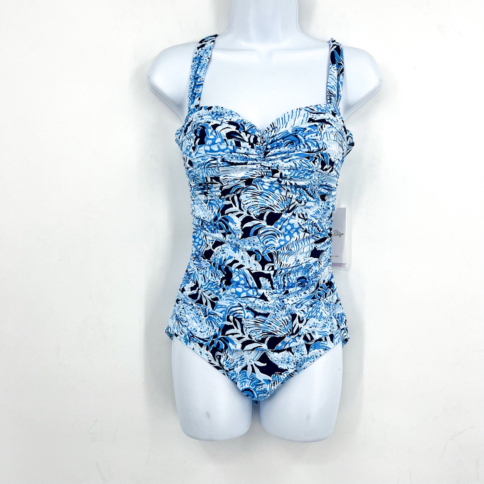 LILLY PULITZER Solaria One-Piece Swimsuit Size 10 Blue Coastal Constellation NWT