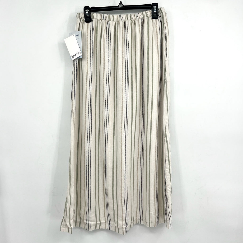 SPLENDID Women's Demi Maxi Skirt XS White Blue Cypress Stripe Button Front NWT