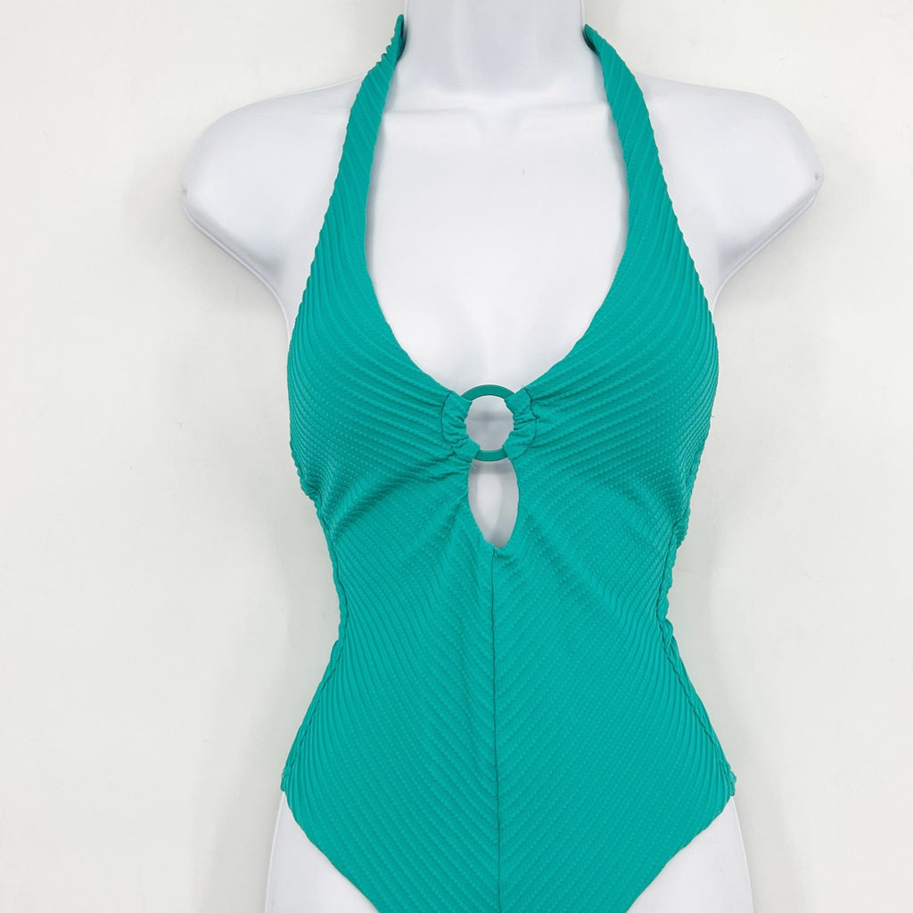 SEA LEVEL SWIM Spinnaker Halter One Piece Swimsuit Size 8 Aqua Green NWT