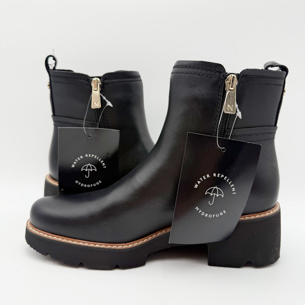 Naturalizer Women Darry Ankle Boots 6.5 Narrow Black Leather Water Repellent NIB