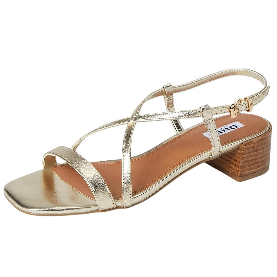 Dune London Womens Jaskell Heeled Sandals EU 38 US 8 Gold Leather NIB