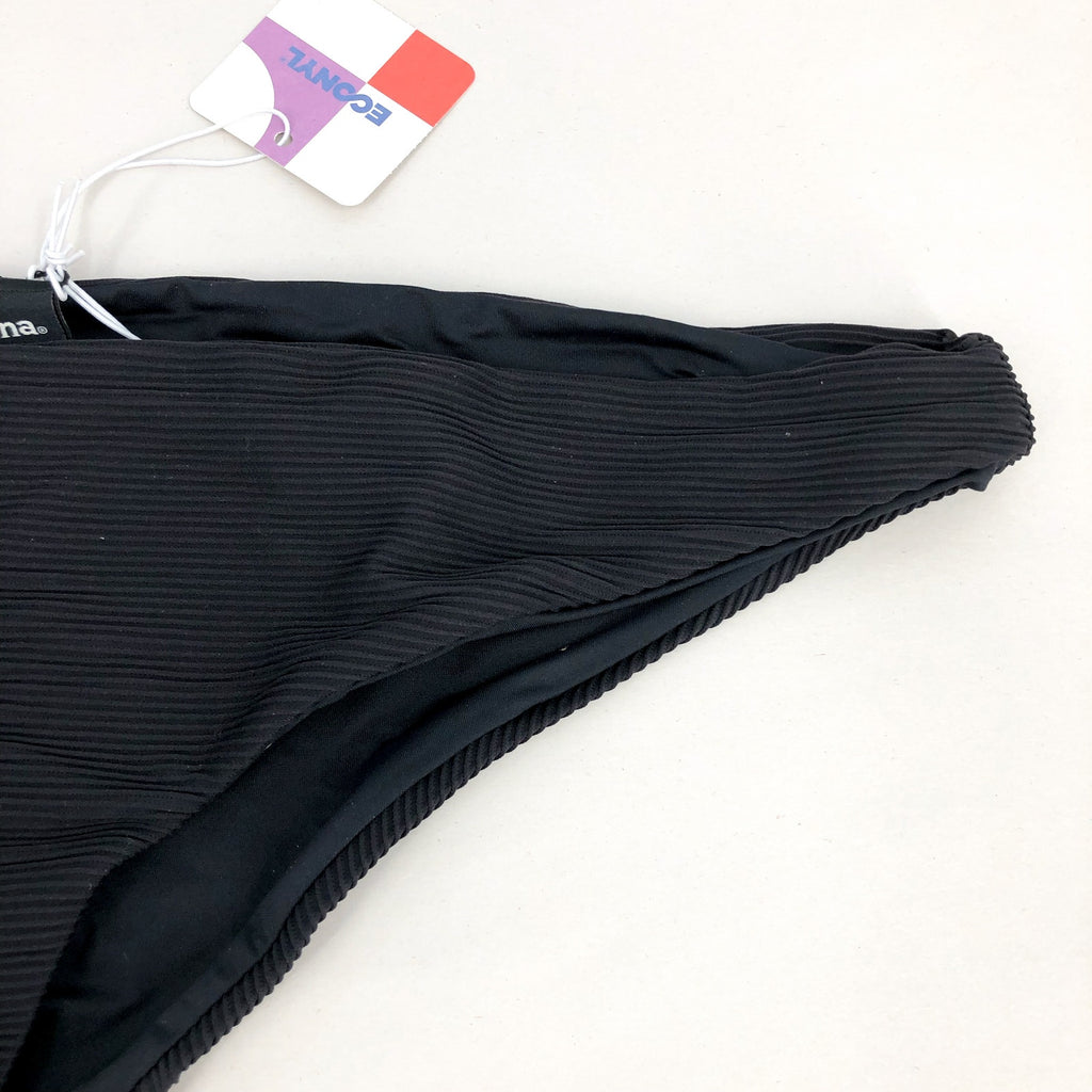PRANA Women's Gemma Bikini Bottom Large Black Ottoman Ribbed Low Rise NWT