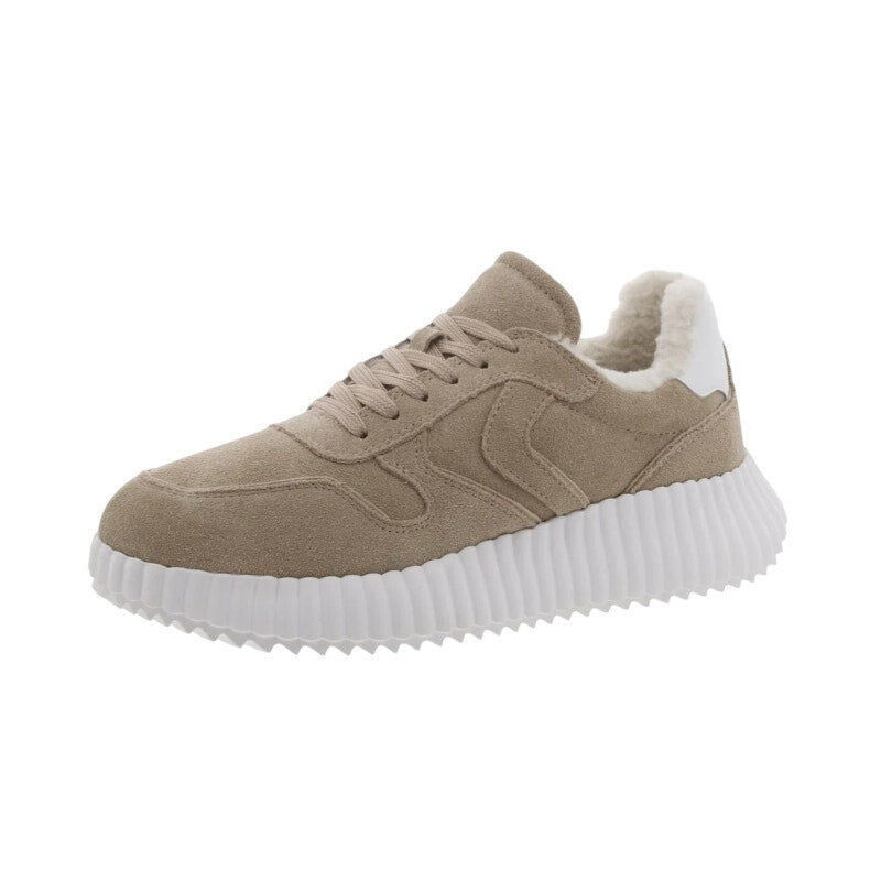 Steve Madden Womens Shereen-Fur Lined Sneakers US 7.5 EU 38 Taupe Grey Suede NIB