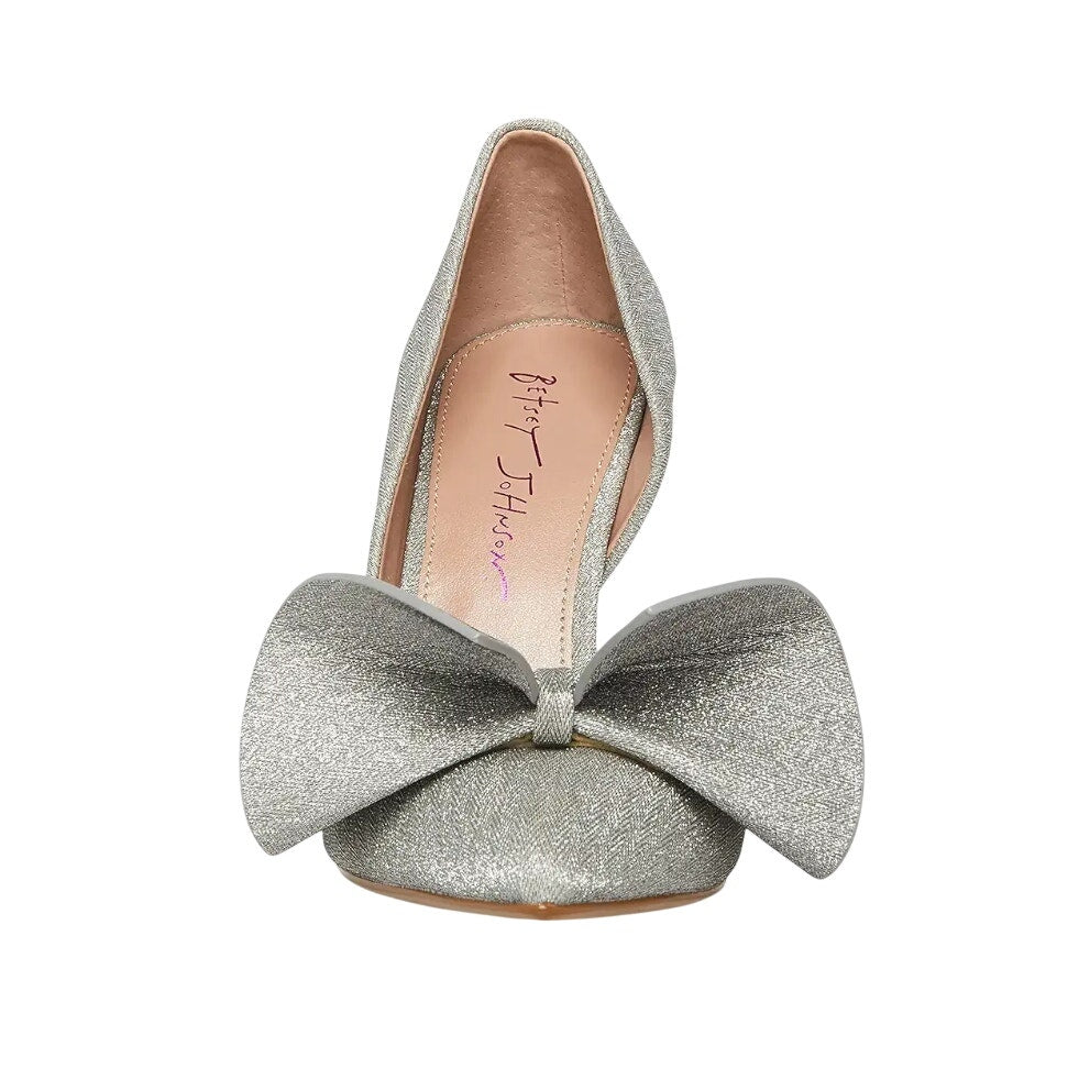 Blue by Betsey Johnson Womens Nobble High Heels Size 8 M Silver Bow NWOB