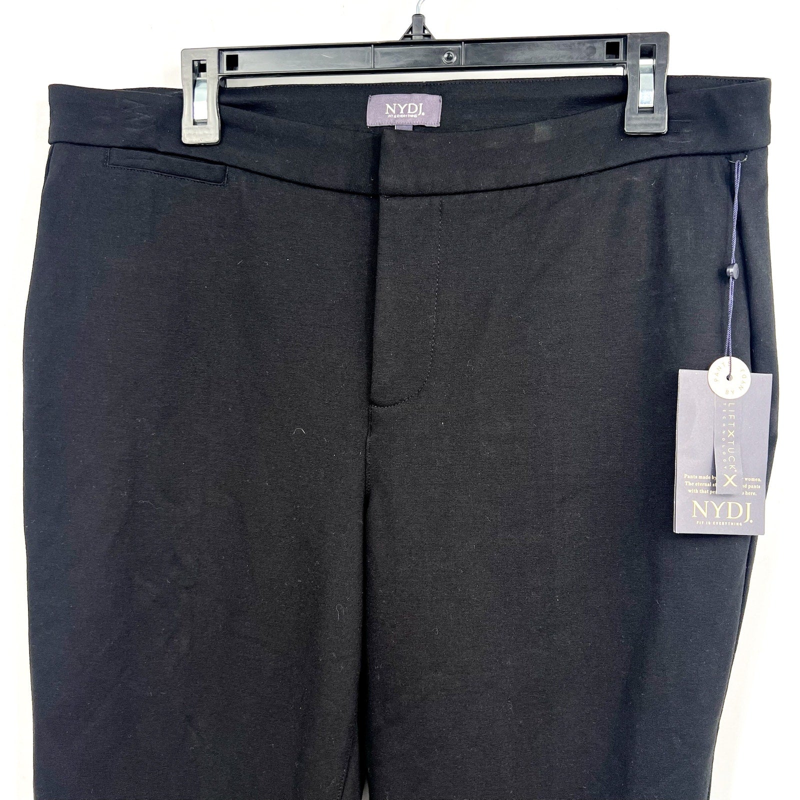 NYDJ Women's Slim Trouser Pants Size 12 Black Ponte Knit High Rise NWT
