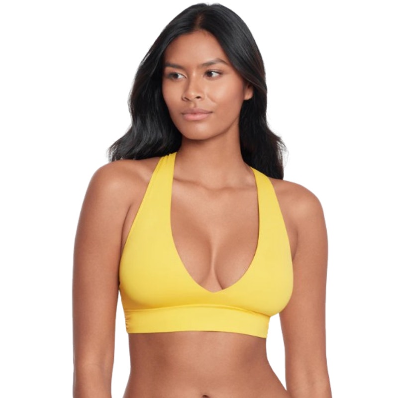 LAUREN RALPH LAUREN Twist X Back Bikini Top SIZE 12 Bright Yellow Beach Club NWT