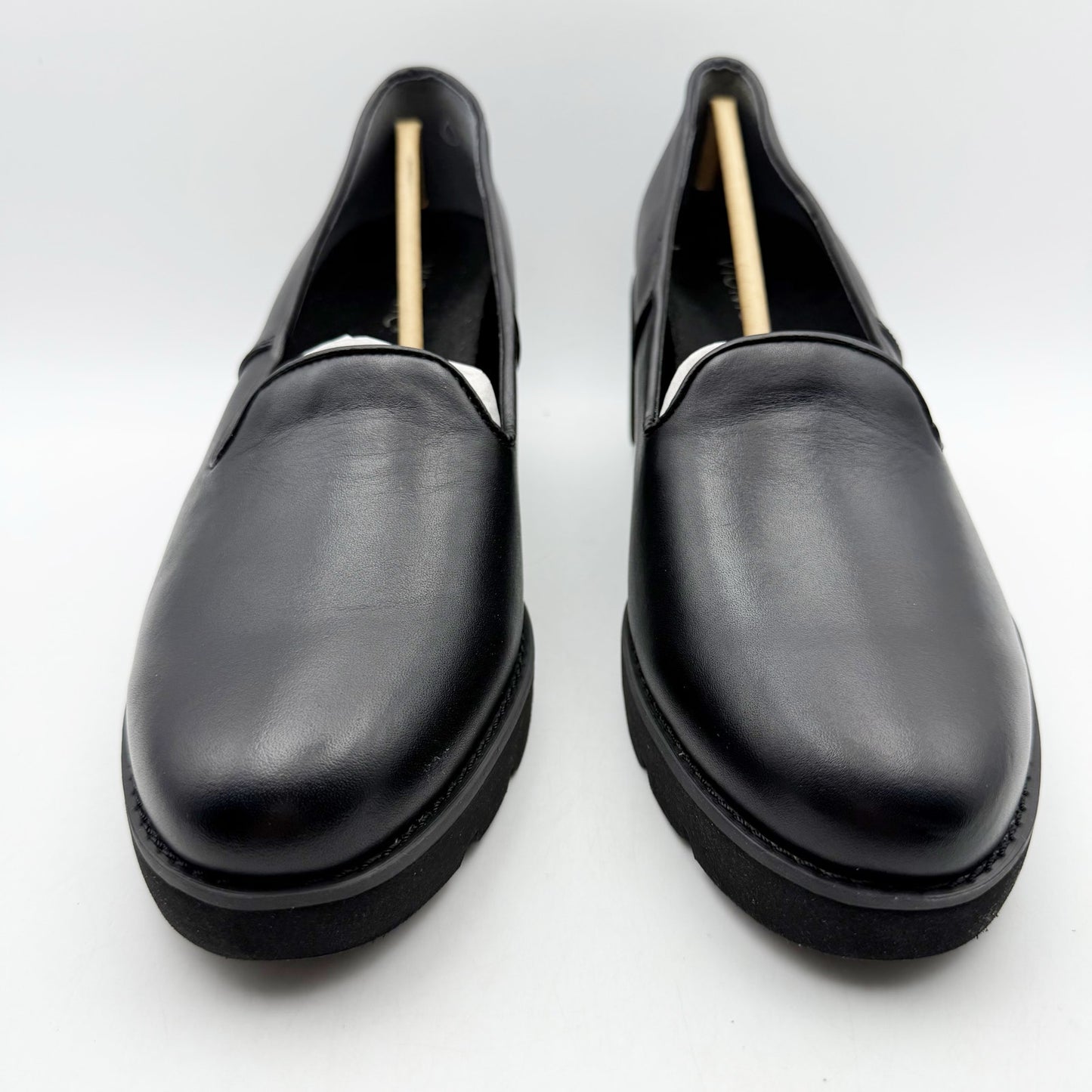 Vionic Womens Willa Wedge Loafers US 9 M EU 40 Black Leather Slip On NWOB