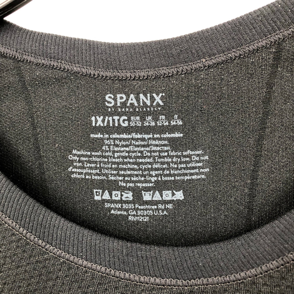 SPANX Women's Lamn Seamless Long Sleeve Tee 1X Very Black Crewneck NWT